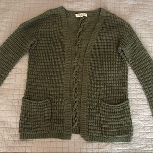 Olive green knitted cardigan